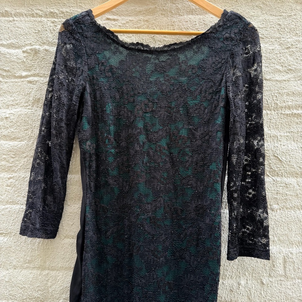 Marc New York Black Green Lace Dress Sz 2